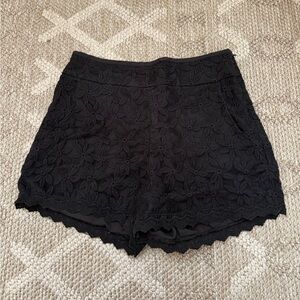 Monteau Black Floral Lace High Waist Shorts